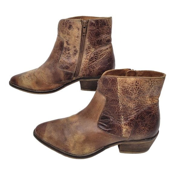 Diba True Walnut Grove Distressed Leather Ankle Boots Womens 9 Stacked Heel - Picture 9 of 12
